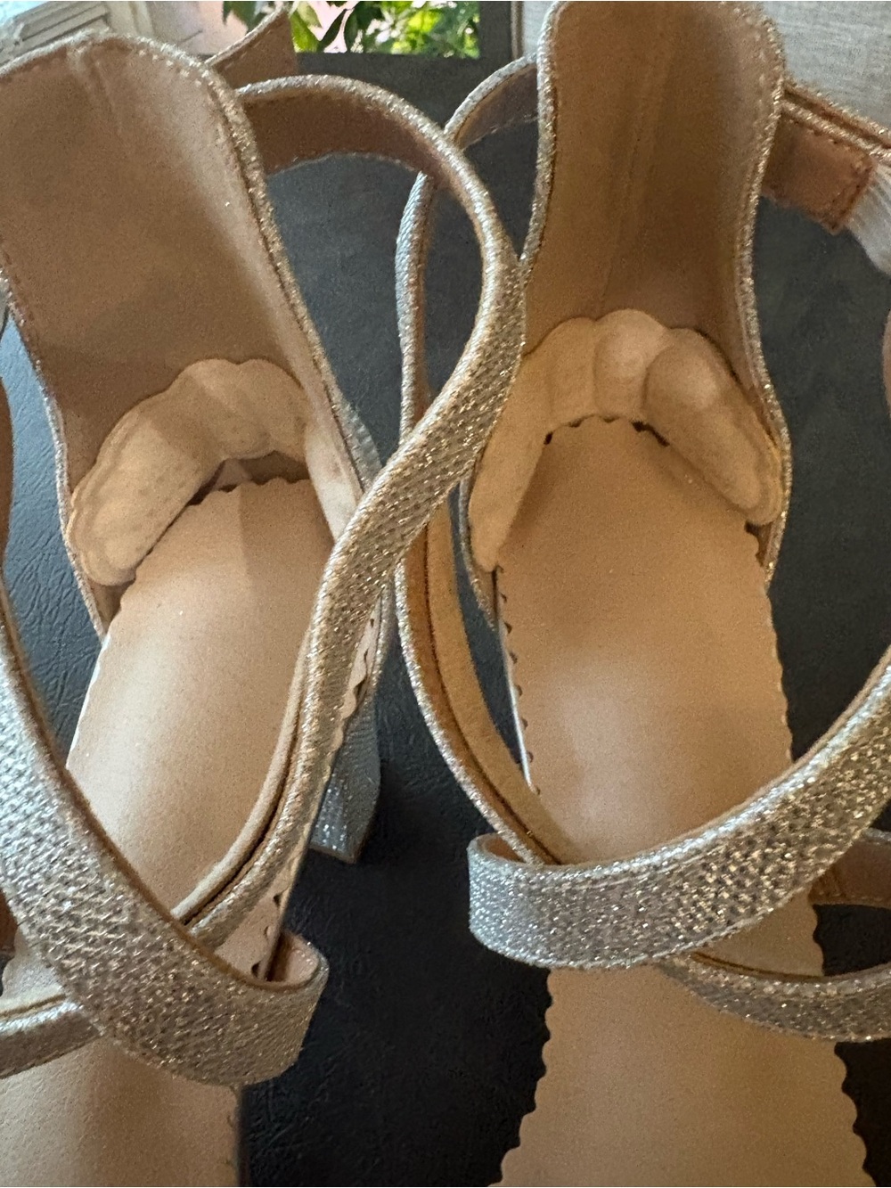 Glitter Strappy Heeled Sandals in Champagne